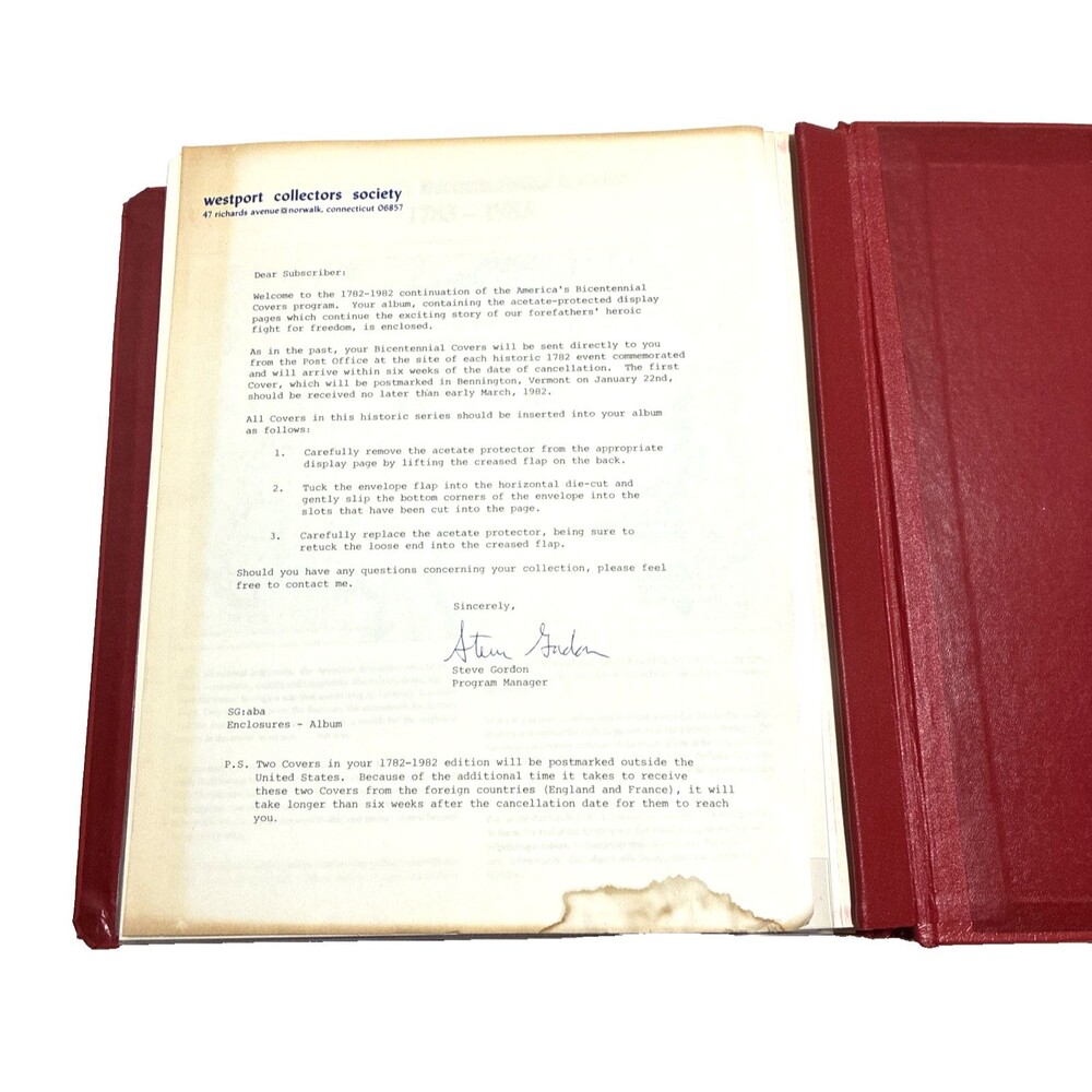 America’s Bicentennial Covers Album 1782-1982 Collectors Society Letter Included - Picture 6 of 10